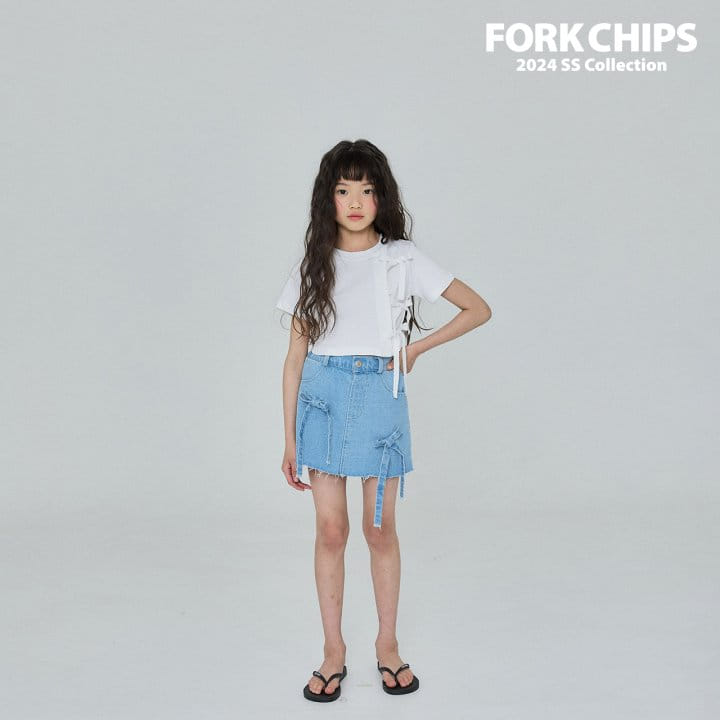 Fork Chips - Korean Children Fashion - #kidsstore - Cross Ribbon Tee - 7