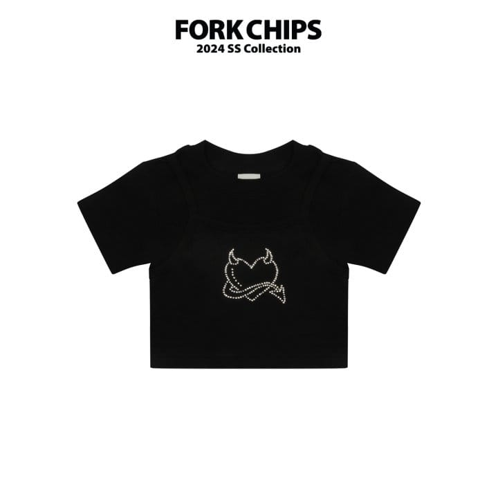 Fork Chips - Korean Children Fashion - #kidsstore - Devil Crop Tee - 5