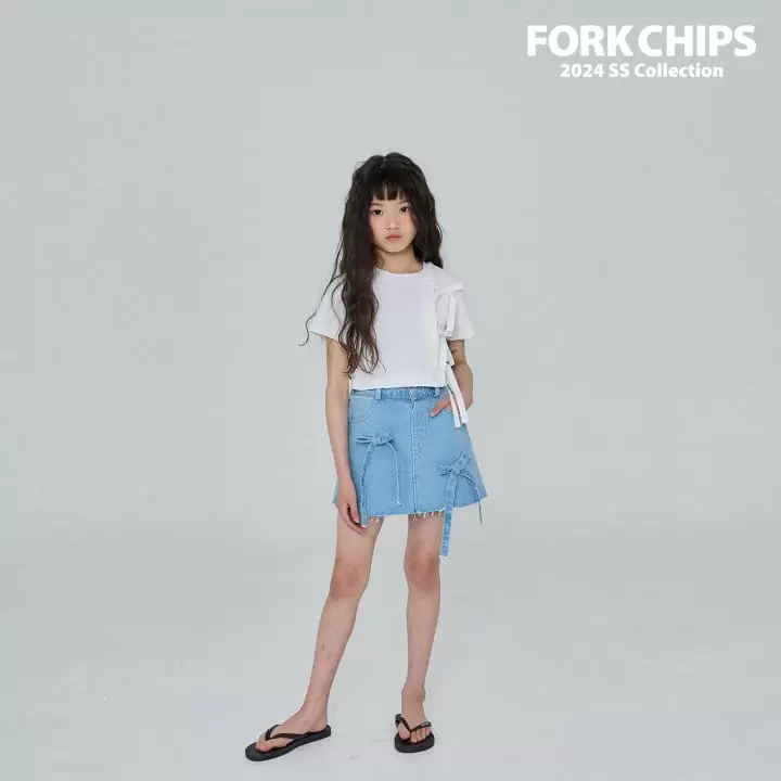 Fork Chips - Korean Children Fashion - #kidsstore - Bunny Ribbon Skirt