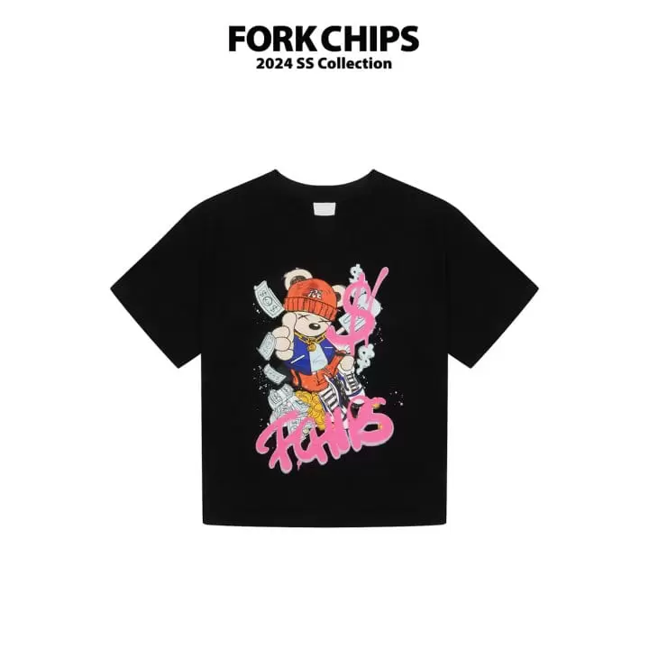 Fork Chips - Korean Children Fashion - #kidsstore - Hip Hop Bear Tee - 4