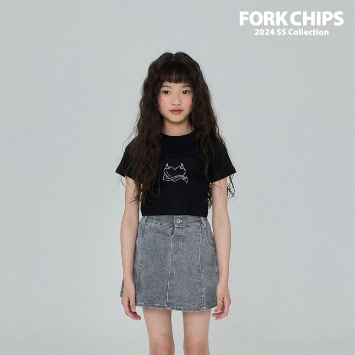 Fork Chips - Korean Children Fashion - #littlefashionista - Devil Crop Tee - 8