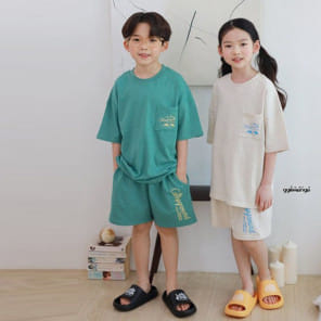 Ggomenge - Korean Children Fashion - #Kfashion4kids - Camp Life Top Bottom Set