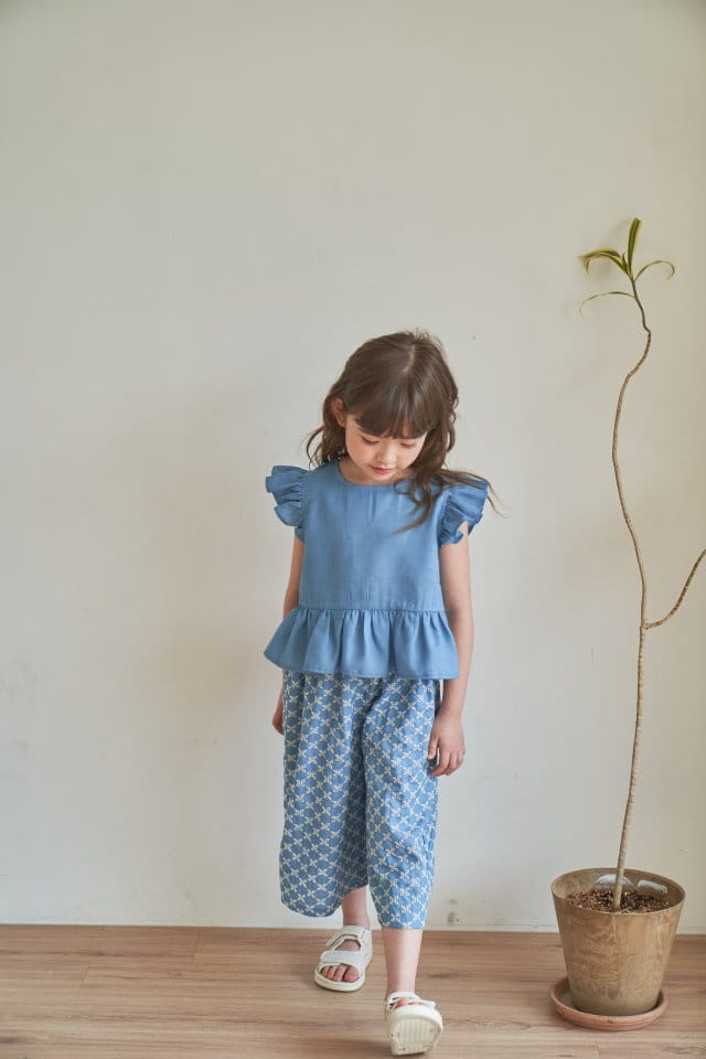 Green Tomato - Korean Children Fashion - #Kfashion4kids - Embroidery Denim Wide Pants - 3