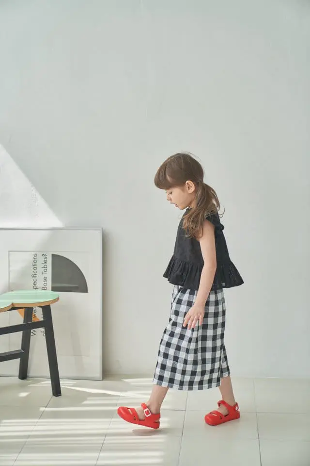 Green Tomato - Korean Children Fashion - #childofig - Check Wide Pants