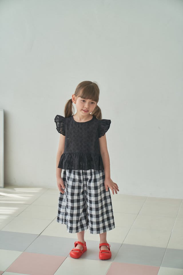 Green Tomato - Korean Children Fashion - #designkidswear - Check Wide Pants - 3