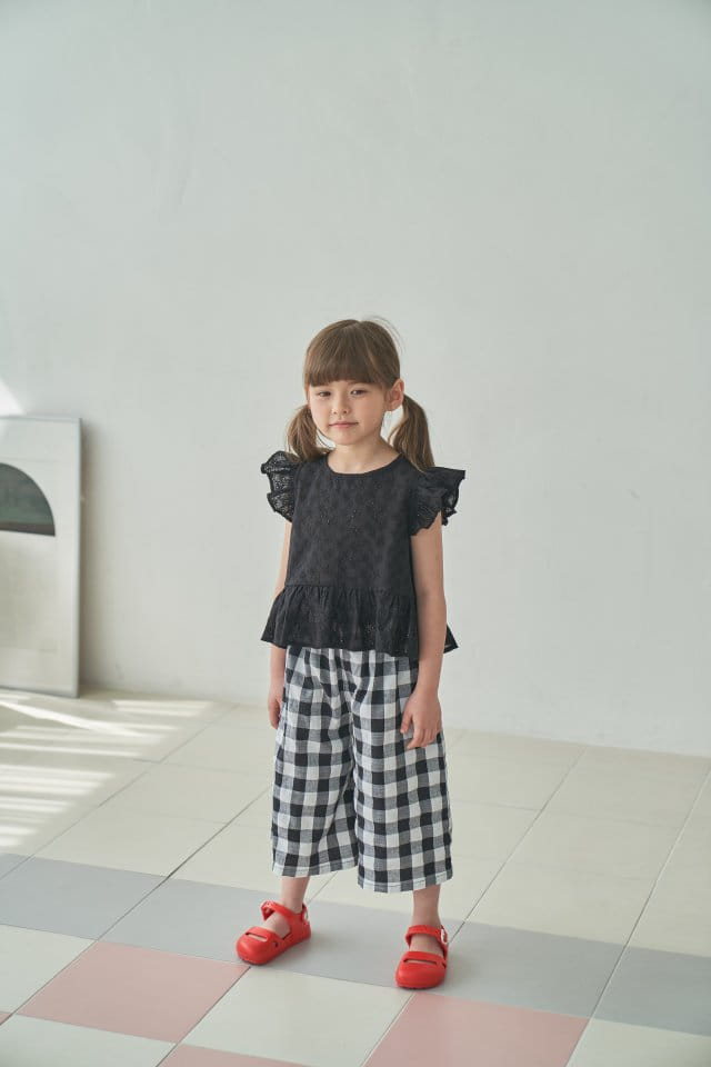 Green Tomato - Korean Children Fashion - #designkidswear - Check Wide Pants - 4