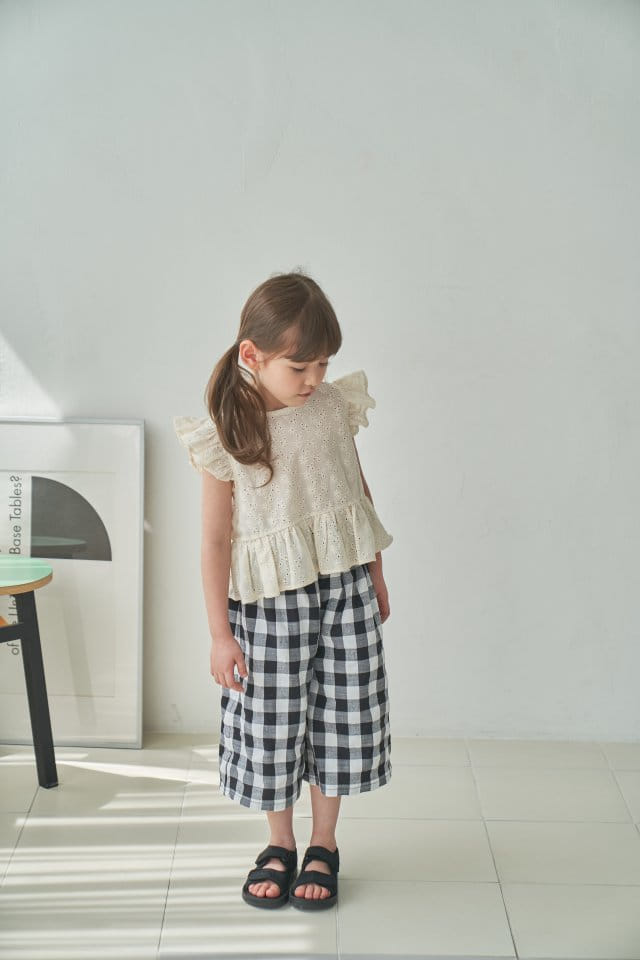 Green Tomato - Korean Children Fashion - #fashionkids - Check Wide Pants - 5