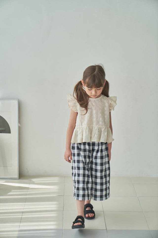 Green Tomato - Korean Children Fashion - #kidsshorts - Check Wide Pants - 6