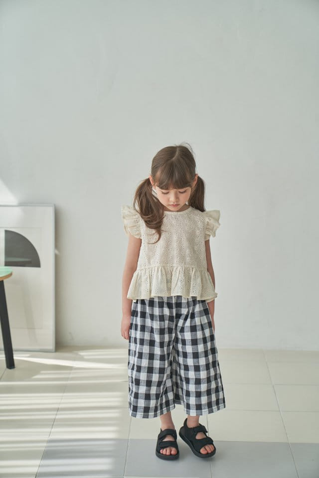 Green Tomato - Korean Children Fashion - #kidsstore - Check Wide Pants - 7