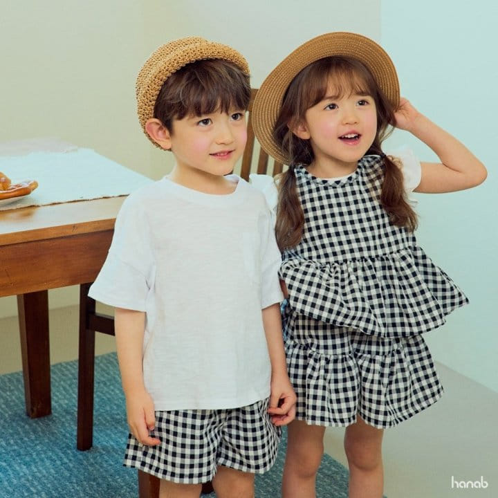 Hanab - Korean Children Fashion - #littlefashionista - Cool Check Top Bottom Set - 7