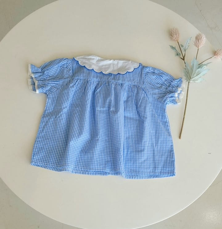 Hanacoco - Korean Children Fashion - #childofig - Check Embroidery Blouse - 6