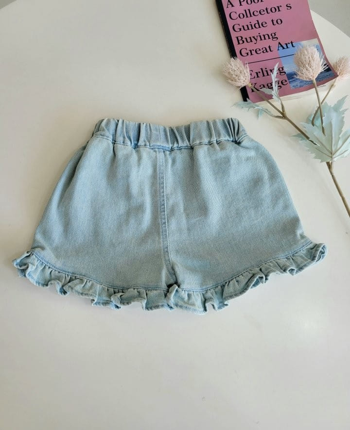 Hanacoco - Korean Children Fashion - #childofig - Frill Embroidery Denim Pants - 5