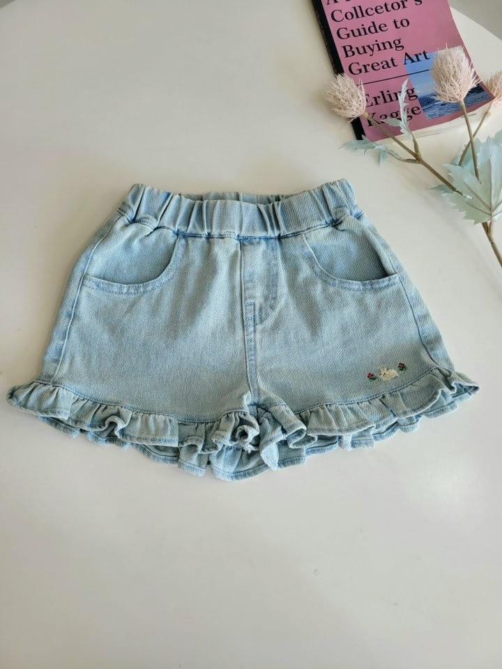 Hanacoco - Korean Children Fashion - #childofig - Frill Embroidery Denim Pants - 6