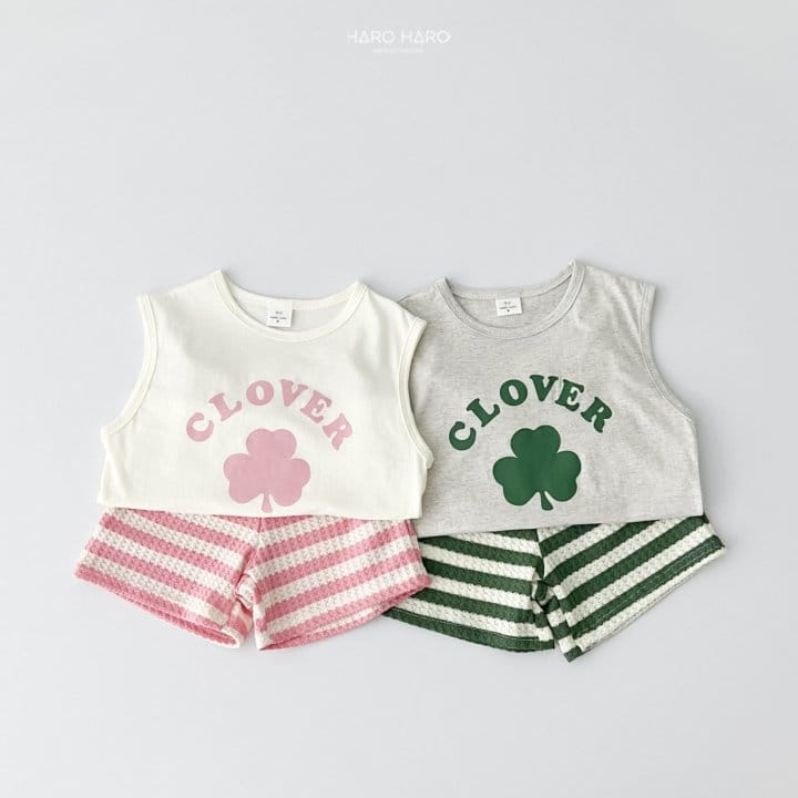 Haro Haro - Korean Children Fashion - #childofig - Clover Sleeveless Top Bottom Set - 3