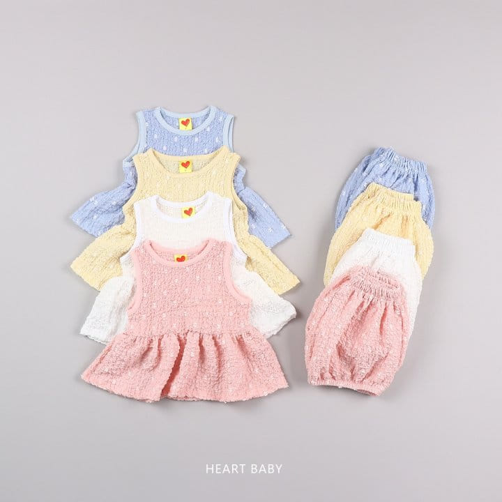 Heart Baby - Korean Children Fashion - #childofig - Popcorn Sleeveless Top Bottom Set - 7