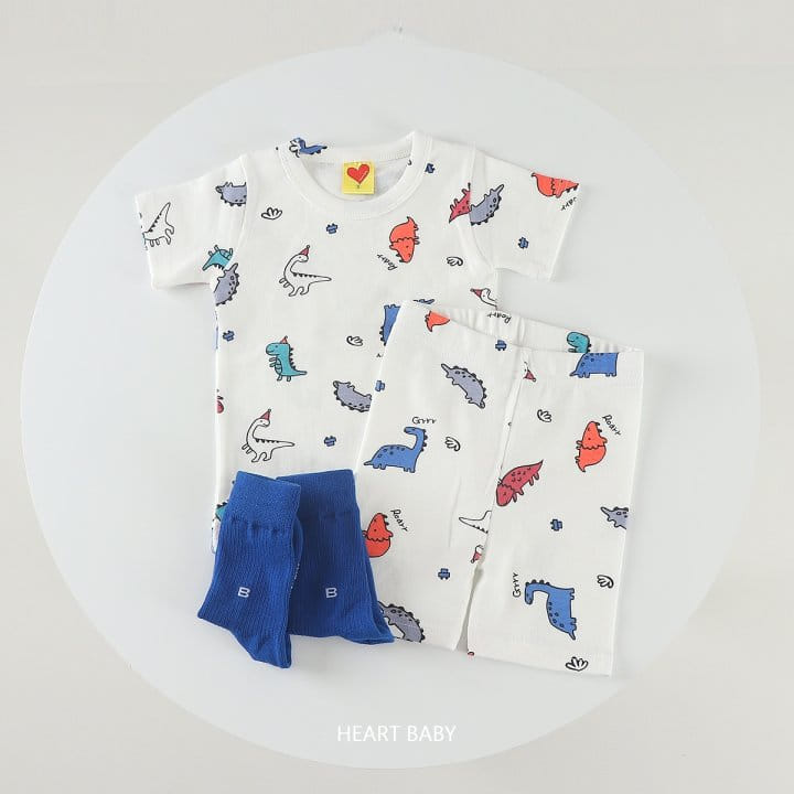 Heart Baby - Korean Children Fashion - #discoveringself - Dino Short Sleeve Easy Wear - 10