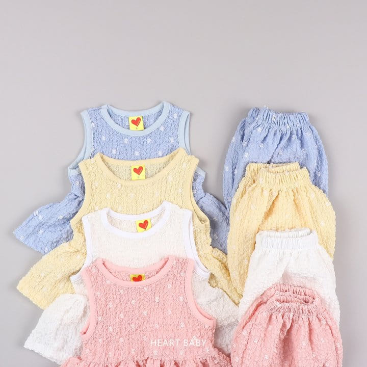 Heart Baby - Korean Children Fashion - #prettylittlegirls - Popcorn Sleeveless Top Bottom Set - 6