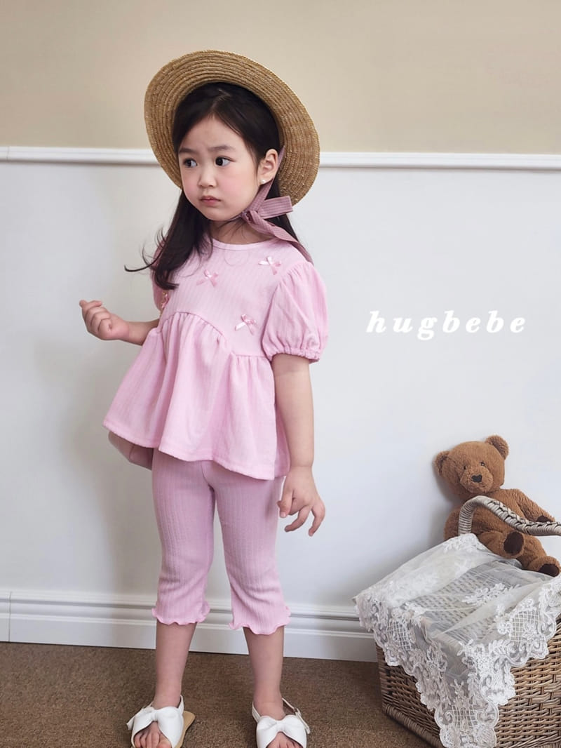 Hug Bebe - Korean Children Fashion - #childofig - Love You Ribbon Puff Top Bottom Set