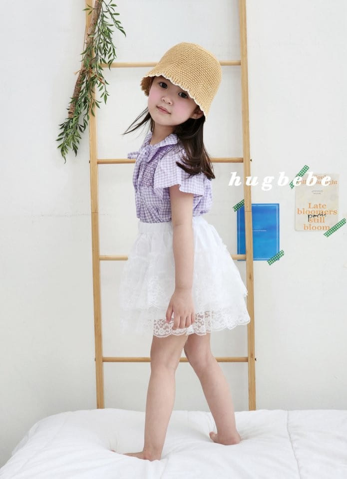 Hug Bebe - Korean Children Fashion - #childrensboutique - Amelly Ribbon Check Blouse