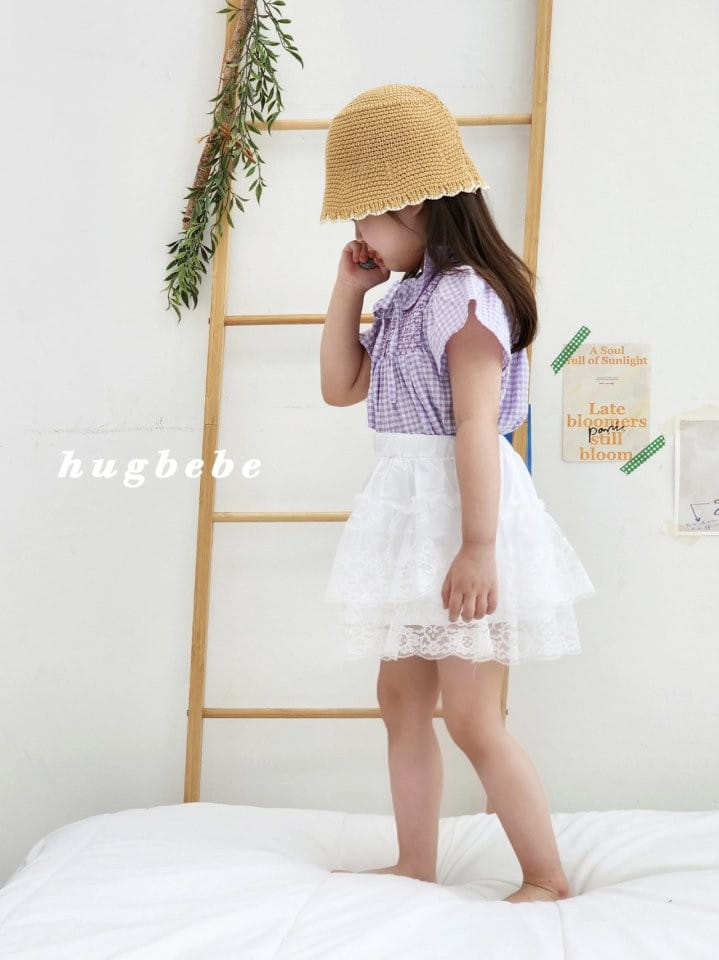 Hug Bebe - Korean Children Fashion - #designkidswear - Amelly Ribbon Check Blouse - 2