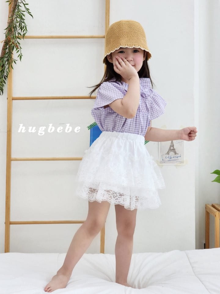 Hug Bebe - Korean Children Fashion - #discoveringself - Amelly Ribbon Check Blouse - 3