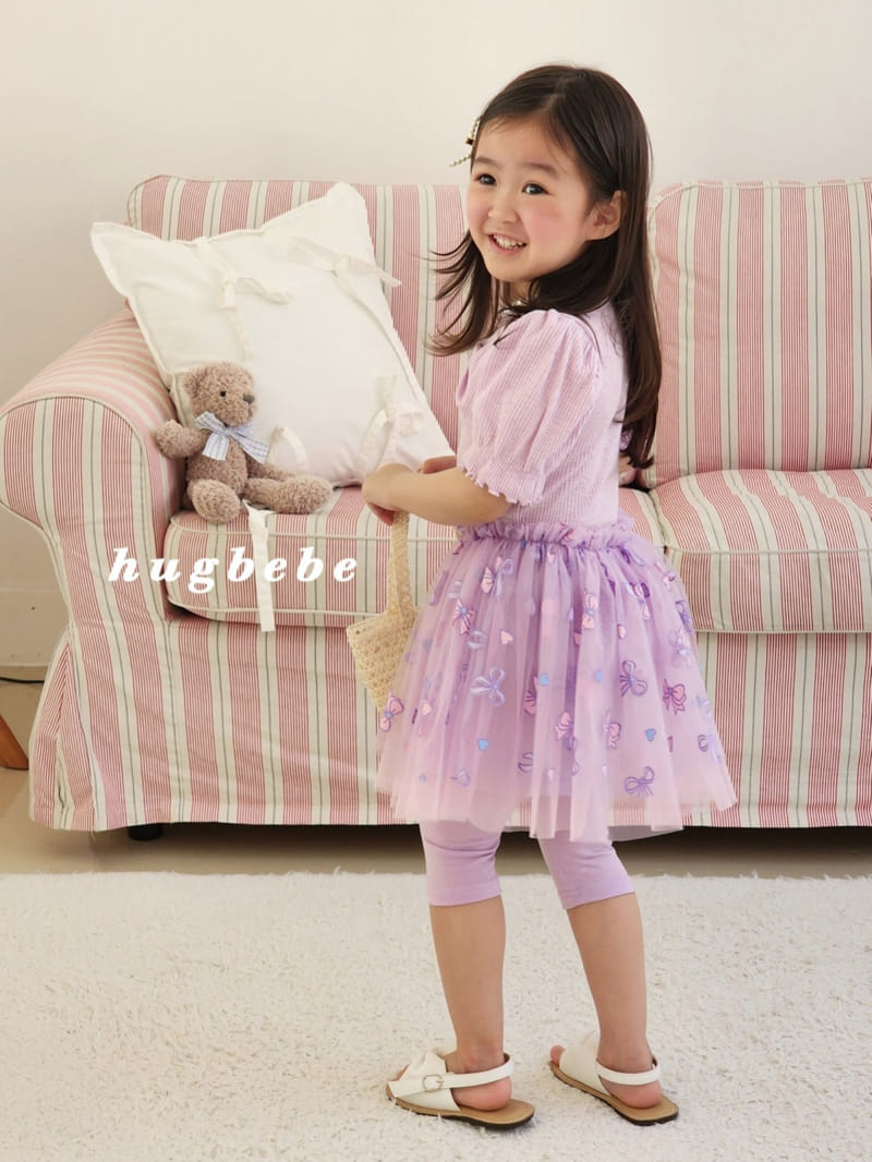 Hug Bebe - Korean Children Fashion - #discoveringself - Front Ribbon Rib Puff Tee - 3