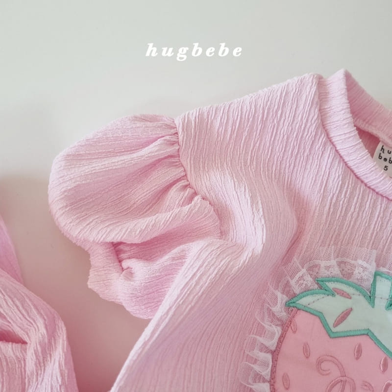 Hug Bebe - Korean Children Fashion - #kidsshorts - Pink Berry Puff Tee - 8