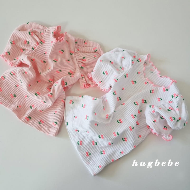 Hug Bebe - Korean Children Fashion - #kidsshorts - Cherry Day Puff Tee - 7