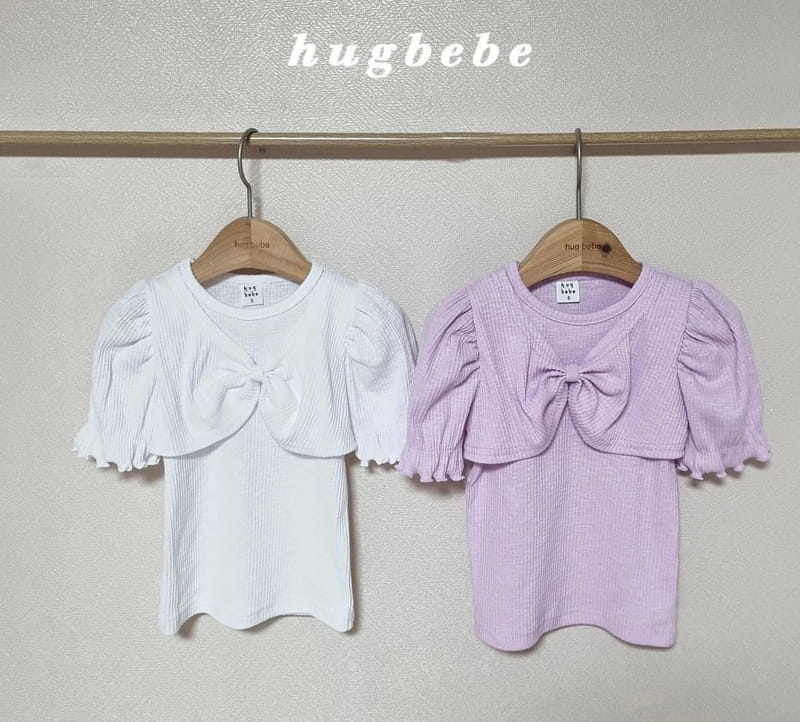 Hug Bebe - Korean Children Fashion - #kidsshorts - Front Ribbon Rib Puff Tee - 5