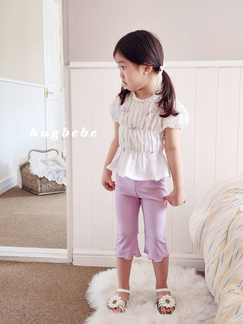 Hug Bebe - Korean Children Fashion - #kidsshorts - Mini Ribbon Puff Blouse - 2