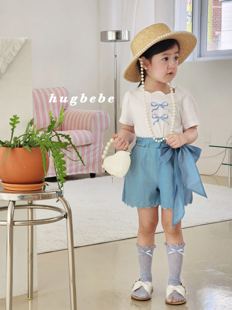 Hug Bebe - Korean Children Fashion - #kidsshorts - Ribbon Tice Callop Pants - 8