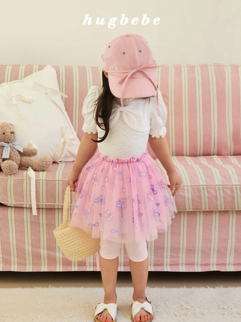 Hug Bebe - Korean Children Fashion - #kidsstore - Front Ribbon Rib Puff Tee - 6