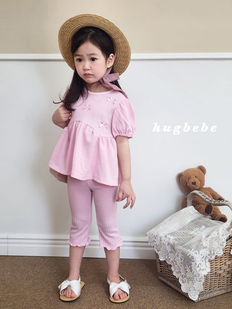 Hug Bebe - Korean Children Fashion - #kidsstore - Love You Ribbon Puff Top Bottom Set - 7