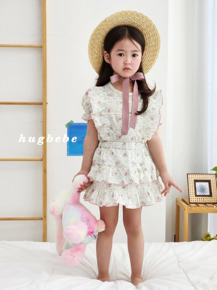 Hug Bebe - Korean Children Fashion - #kidzfashiontrend - Roar Frill Kan Kan Top Bottom Set - 3