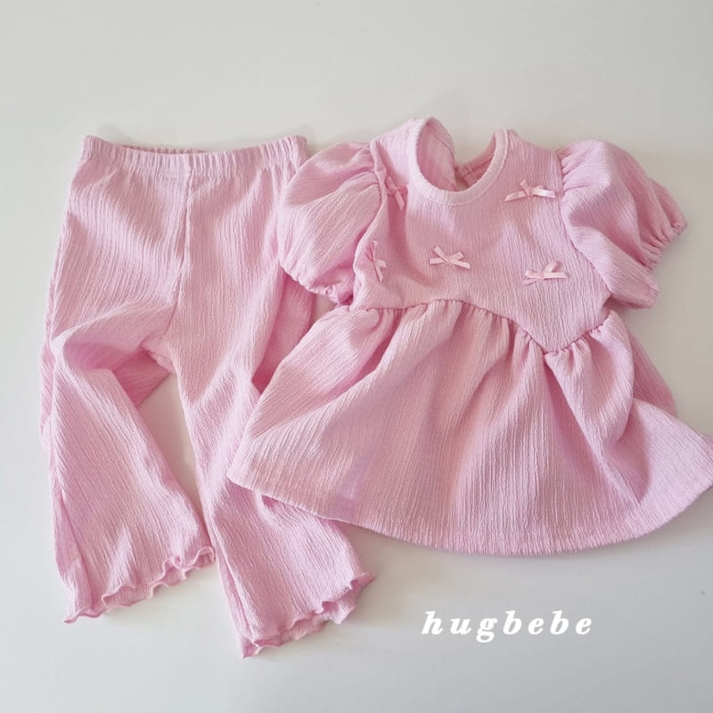 Hug Bebe - Korean Children Fashion - #littlefashionista - Love You Ribbon Puff Top Bottom Set - 10