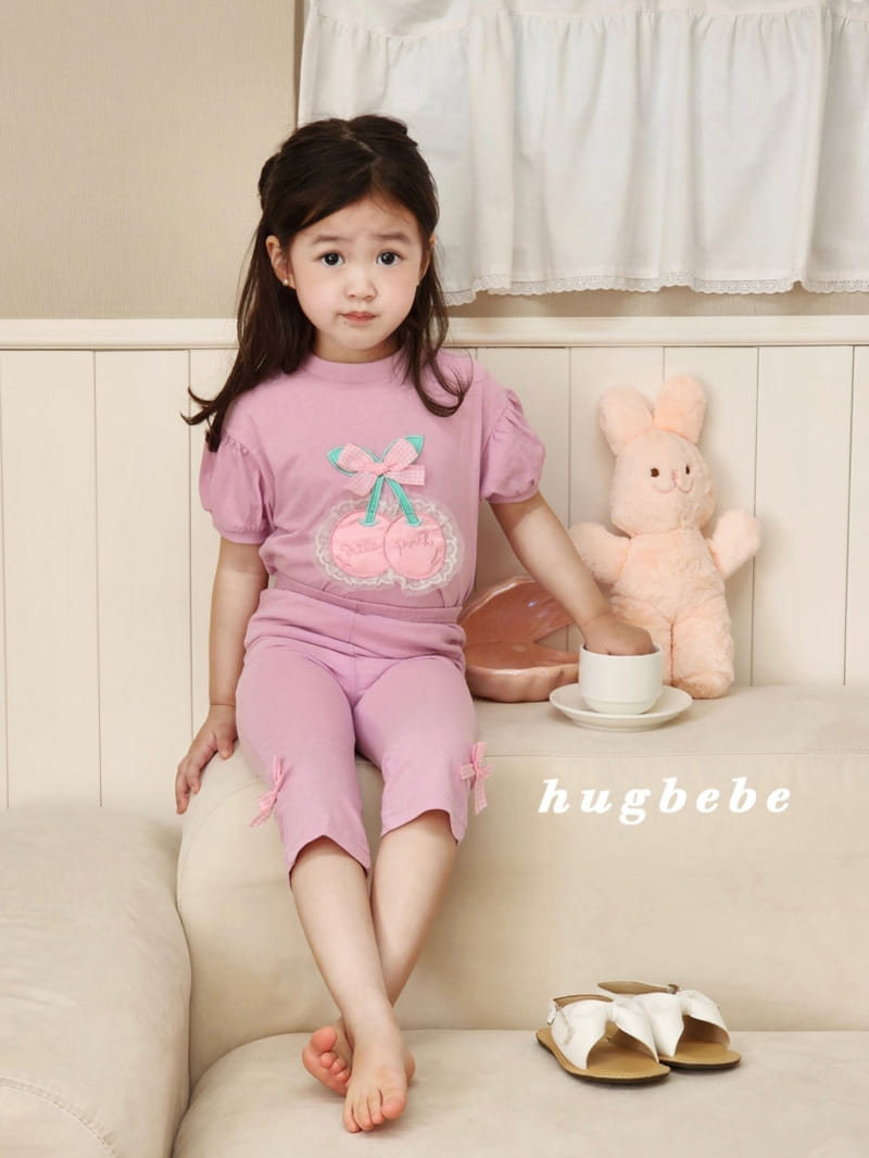 Hug Bebe - Korean Children Fashion - #minifashionista - Ribbon Cherry Puff Tee - 6