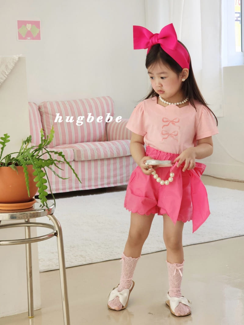 Hug Bebe - Korean Children Fashion - #stylishchildhood - Ribbon Tice Callop Pants - 2