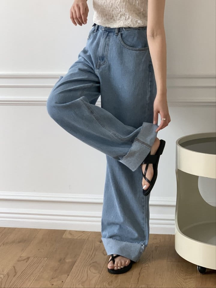 I'm here - Korean Women Fashion - #womensfashion - 843 Summer Bizo Cutting Vintage Wide Denim Pants - 6