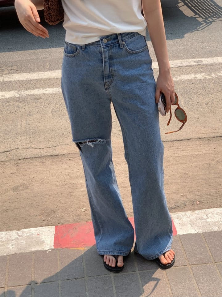 I'm here - Korean Women Fashion - #momslook - 834 Vintage Wide Denim Pants - 4