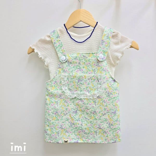 Imi - Korean Children Fashion - #kidzfashiontrend - Flower Dungarees One-Piece