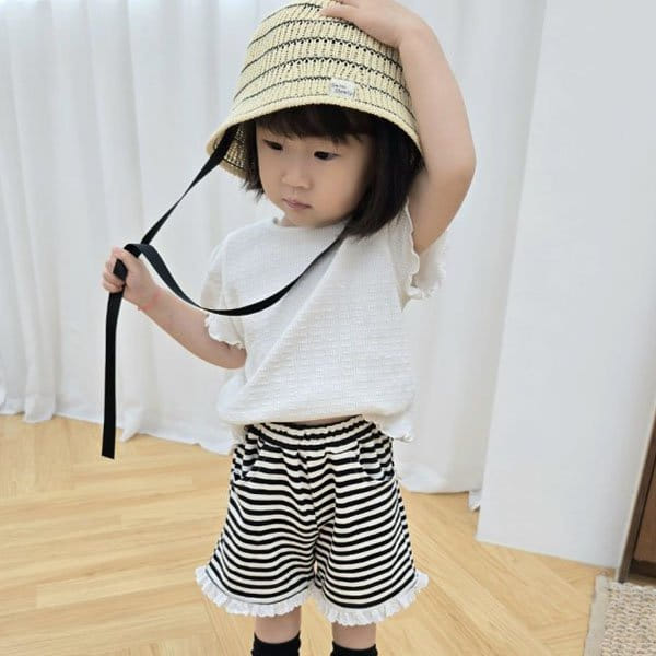 Imi - Korean Children Fashion - #todddlerfashion - Puff Rib Short Sleeve Tee