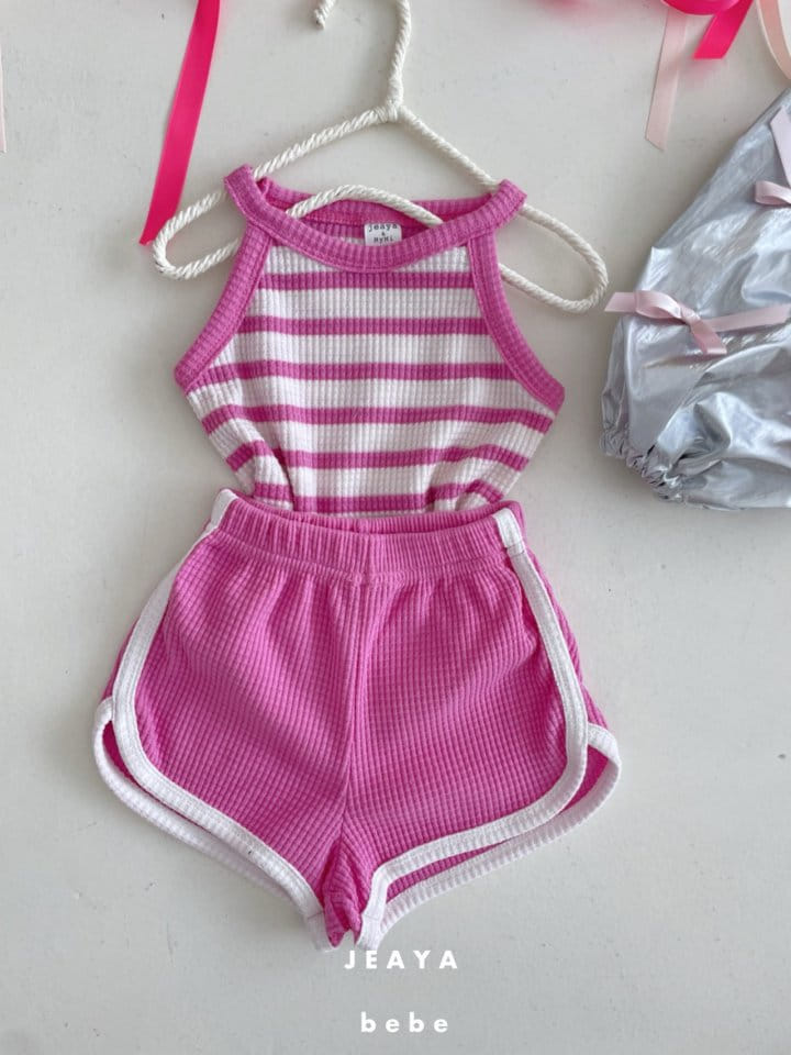 Jeaya & Mymi - Korean Baby Fashion - #babyoninstagram - Waffle Halter Neck Top Bottom Set - 6