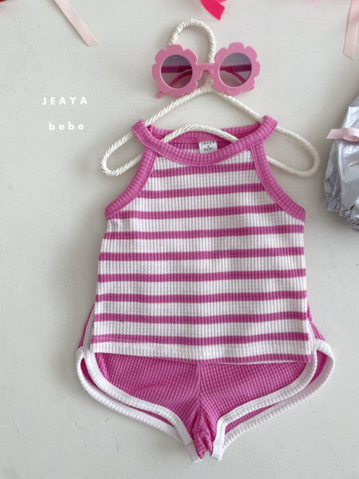 Jeaya & Mymi - Korean Baby Fashion - #babyoutfit - Waffle Halter Neck Top Bottom Set - 8