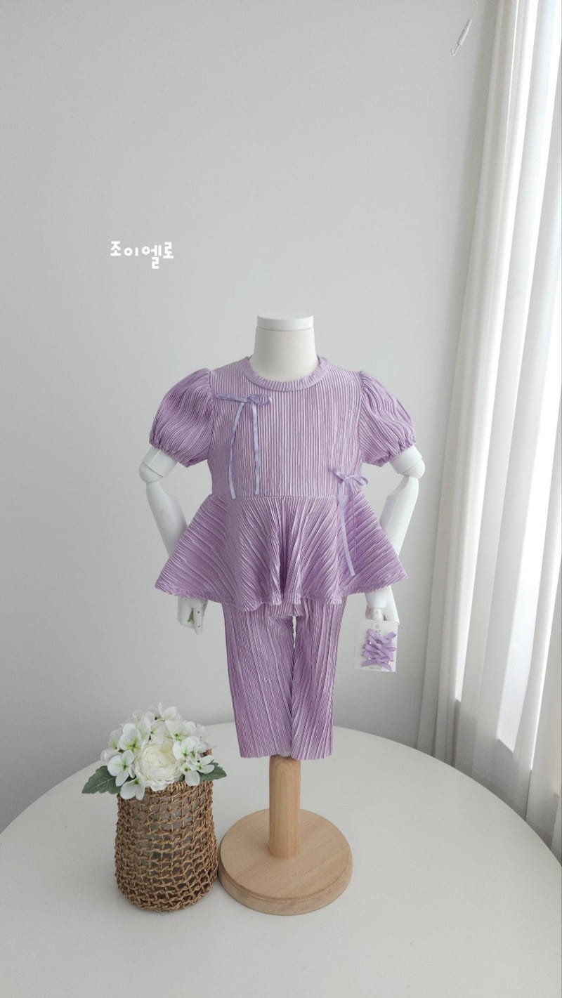 Joy ello - Korean Children Fashion - #stylishchildhood - Ribbon Pleats Top Bottom Set - 4