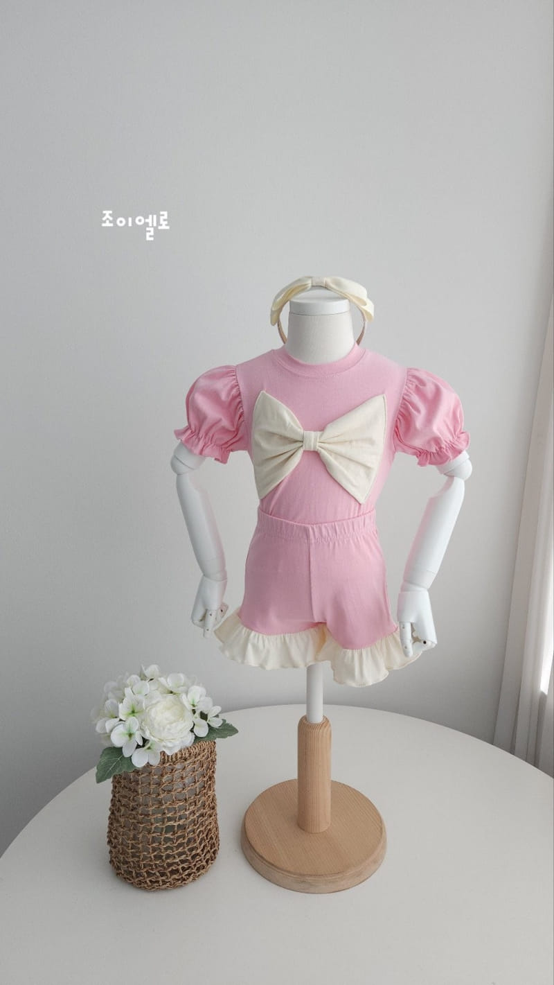 Joy ello - Korean Children Fashion - #todddlerfashion - I Am Ribbon Top Bottom Set - 2