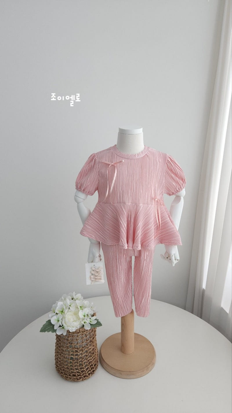 Joy ello - Korean Children Fashion - #toddlerclothing - Ribbon Pleats Top Bottom Set - 2