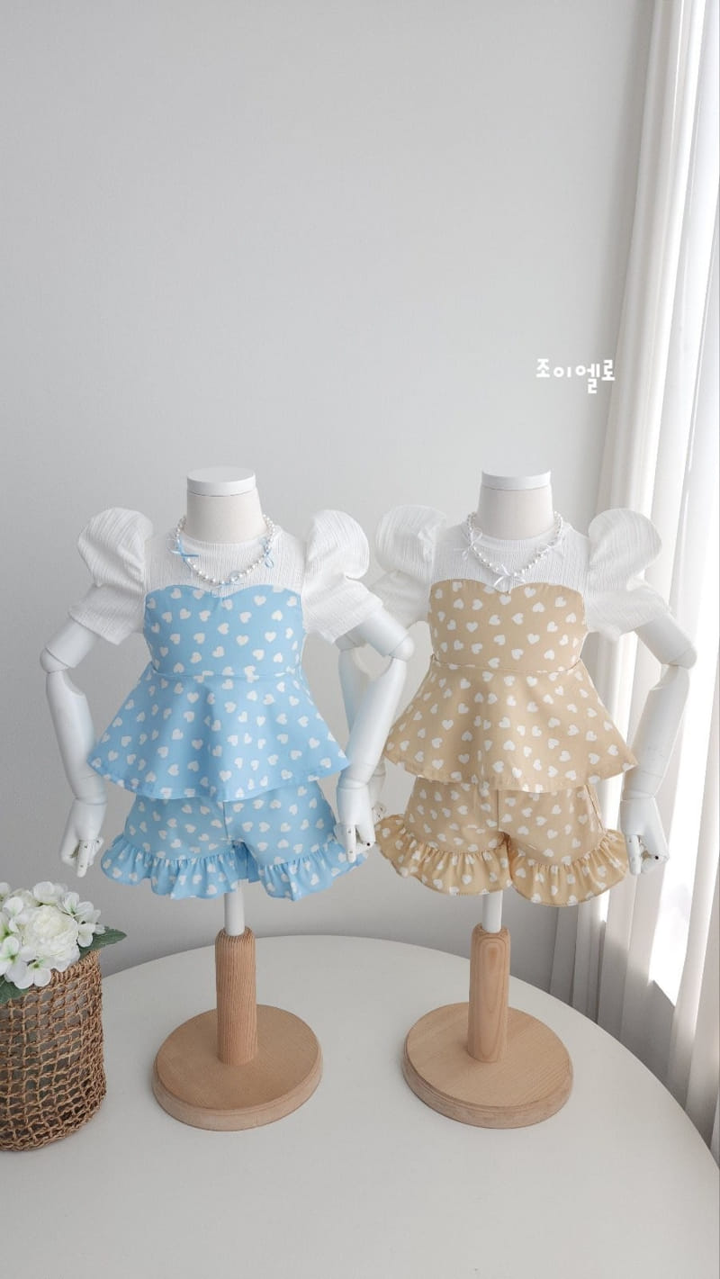 Joy ello - Korean Children Fashion - #toddlerclothing - Heart Hool Top Bottom Set