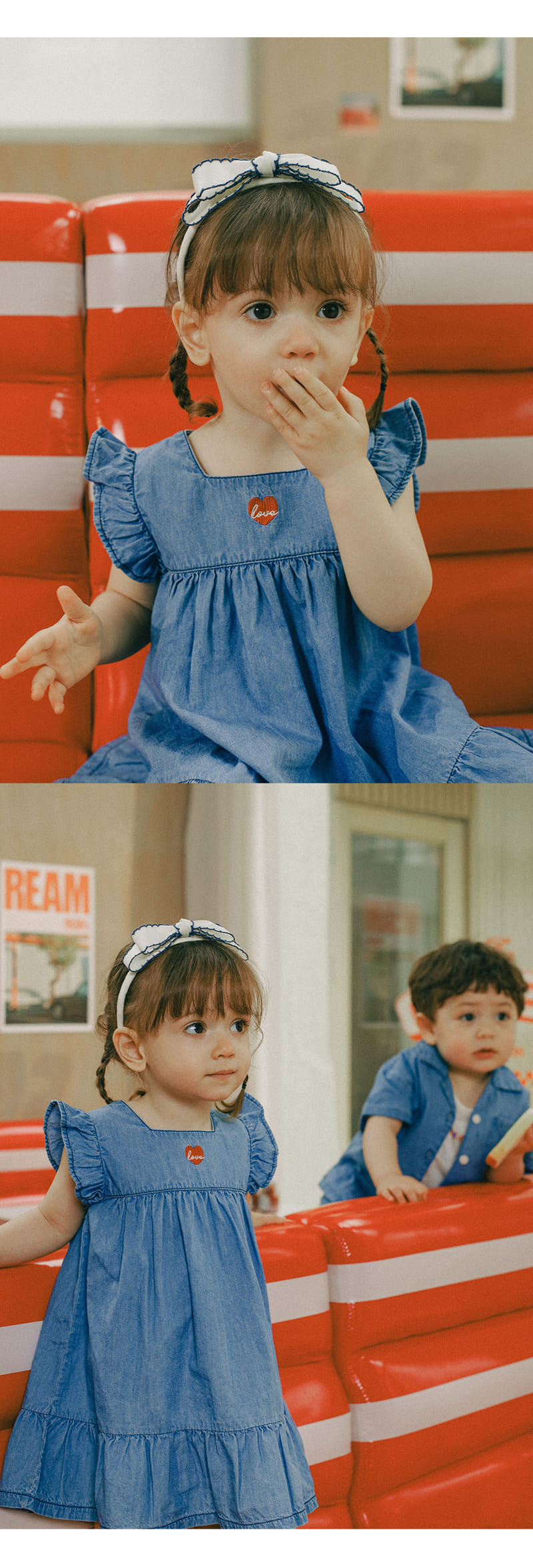 Kids Clara - Korean Baby Fashion - #babyoutfit - Glee Chambray Denim Baby One-Piece - 2