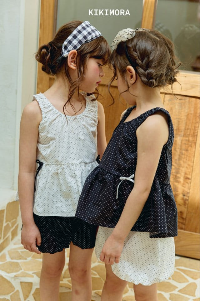 Kikimora - Korean Children Fashion - #kidsshorts - Small Dot Sleeveless Blouse - 3