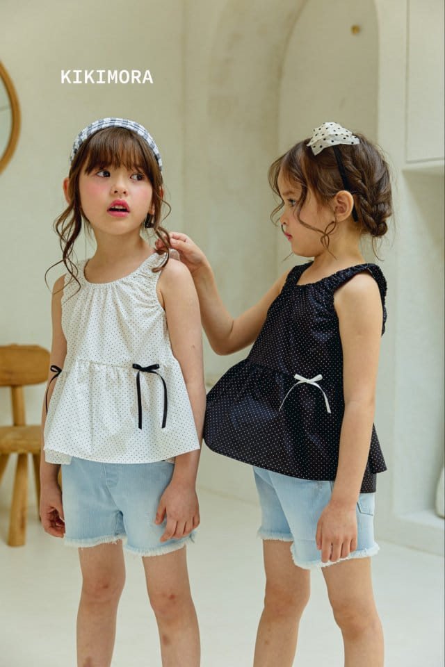 Kikimora - Korean Children Fashion - #magicofchildhood - Small Dot Sleeveless Blouse - 8